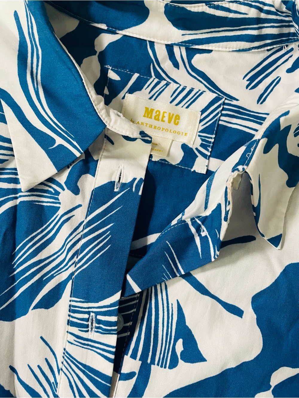 Anthropologie Blue and White Floral Button-Front Maxi Dress - Picture 3 of 3